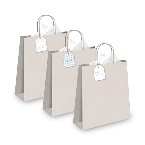 Etiquetas de regalo de Toile hechas de cartulina con hilos azules para recuerdos 4