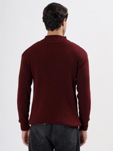 Image of Kvetoo Men High Neck Zipper Full Sleeve Woolen Winter Sweater