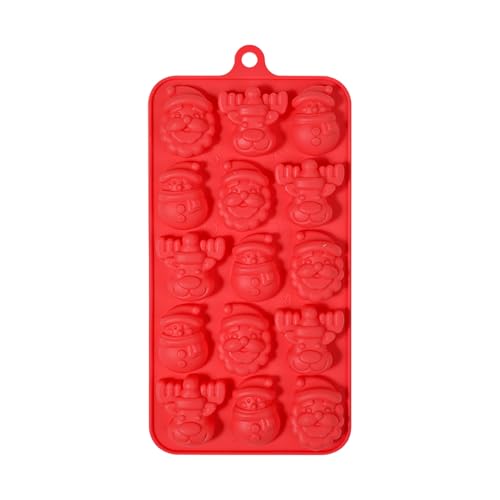 Genérico Moldes de silicona: formas navideñas antiadherentes de 15 cavidades, moldes para pasteles navideños de alimenticio, interior completamente flexible, componente de formación resistente