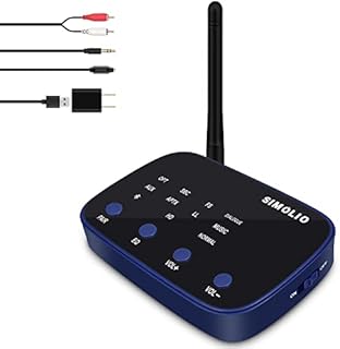 SIMOLIO JH-211 Long Range Bluetooth Receiver for Home Stereo w/ EQ & VOL Control, aptX Low Latency, aptX HD Bluetooth 5.0 Adapter Stereo Receiver for Music Streaming System with 3.5mm/RCA/Optical