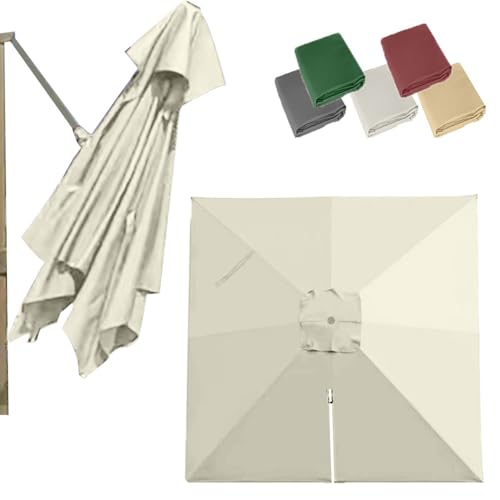 QSPNVFB 8 Varillas Cuadrada Toldo De Repuesto Para Sombrilla Voladizo 2.5m 3m Cubierta De Repuesto Para Parasol De Patio, Tela Para Parasol Mercado Balcón(Beige,3m(10'))