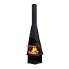 Chiminea outdoor fireplace 60x18in cold rolled steel wood burning fire pit patio metal rocket fireplaces free standing fireplace with built in log storage for garden and backyard  urban country home decor
