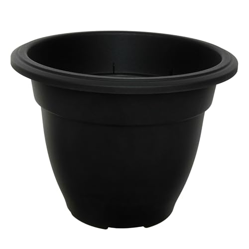 Whitefurze G03R30 30cm Round Bell Planter - Black