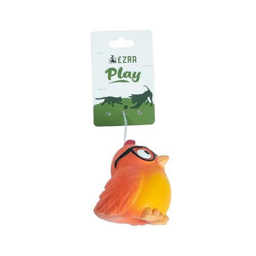 Image of EZRA Play Glasses Chicken Squeaky Latex Dog Chew Toy | Durable Non-Toxic Rubber Chew Bone | Interactive Toy for Dental Health, Teething & Active Chewers