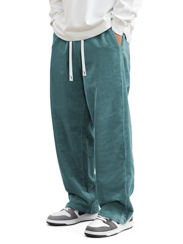 Image of JMIERR Mens Corduroy Pants Wide Leg Baggy Sweatpants | Loose Fit Joggers, Elastic Waist Drawstring, Casual Sweatpants, Vintage Pants, Fall Winter Fashion, Streetwear