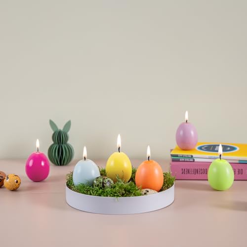 REMEMBER Eierkerzen Set Eddy 6er Set, H 5 cm, Ø 4 cm, Stearinwachs – Dekorative Kerzen in Ei-Form, farbenfrohe Osterkerzen im Set, stimmungsvolle Tischdeko für Ostern