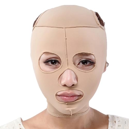 フルフェイスリフト 弾性 小顔ベルト 小顔マスク 美顔 リフトアップ フェイスライン 二重あご たるみ 対策 肌引き締め マスク ピンク 通気性 高弾性 美顏器 男女兼用 (L)