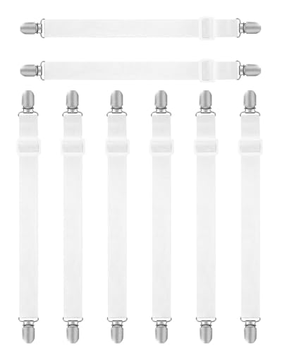JEXOWIQ 8pcs Tendeur Drap Housse,attache drap housse,Tendeurs de Draps Réglables,Peut être Utilisé pour Fixer Les Draps et Peut également Utilisé pour...