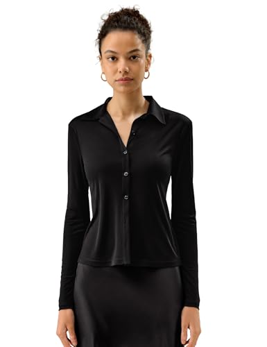 LilySilk 100% Silk Jersey Shirt for Women Basic Slim Silk Knit