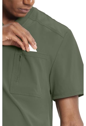 Image of Cherokee Infinity Mens Scrubs Top V-Neck Modern Fit 2 Pocket 360 Stretch
