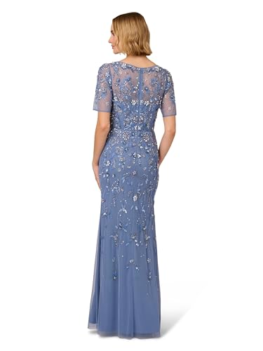 Image of Adrianna Papell Women's Beaded Mesh Long Dress