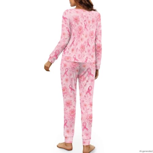 Image of Women's 2 Piece Printed Pajama Set Long Sleeve Sleepwear Set with Long Pants Casual Lounge Sets with Pocket