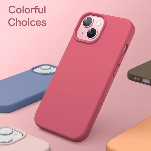 Image of DIZORO Compatible for iPhone 15 Plus Case 6.7, Slim Liquid Silicone 3 Layers Full Covered Soft Gel Rubber Phone Case Protective Cover 6.7 Inch - Hibiscus.