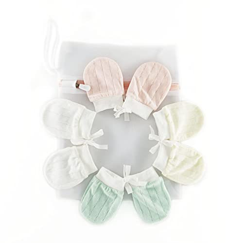 SANCHENG 100% cotton Infant Hand Mittens,Newborn Mittens Girl,0-6 Months,4Pairs, Pink, free size