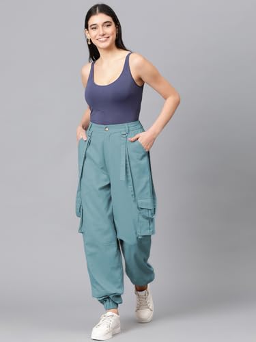 Image of KOTTY Women's High Rise Relaxed || Straight || Joggers Fit Cargo's for Pants || Trousers