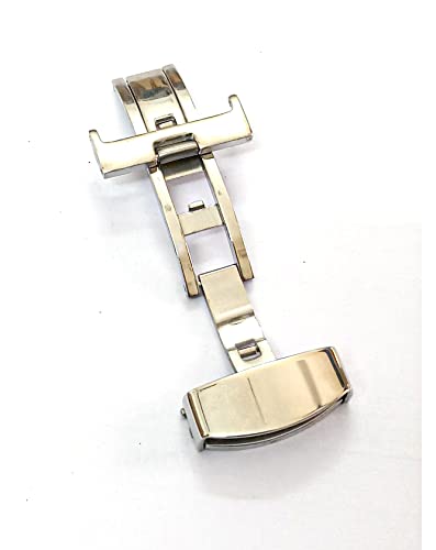 Image of 14mm 16mm 18mm 20mm 22mm Butterfly Push Type Stainless Steel Silver Rose Golden Black Deployment Buckle Clasp Fits Leather Rubber Watch Band Strap