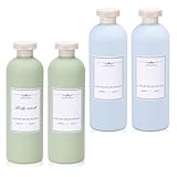 UMETASS Travel Shampoo Bottle, Empty Plastic Squeeze Bottles 13.5oz with Flip Cap, Lotion Container for Toiletries Travel Size Shampoo and Conditioner (2 pack blue, 2 pack green)