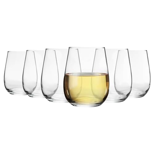 Argon Tableware 6 Pieza Corto sin pie Copas de Vino Set - Estilo Moderno de Cristal Vasos para Rojo,...