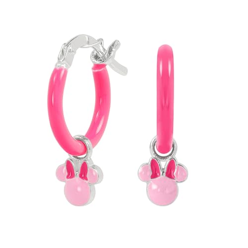 Boucles d'oreilles Minnie Mouse en argent 925 et émail rose pour enfant