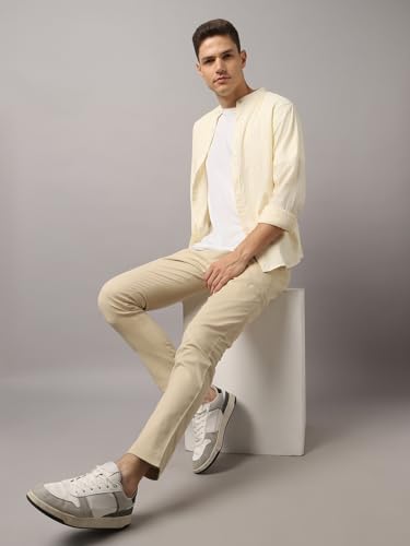 Image of Hubberholme Men's Tapered Fit Cotton Trousers, Ankle Length Elastic & Drawstring Waist Chinos