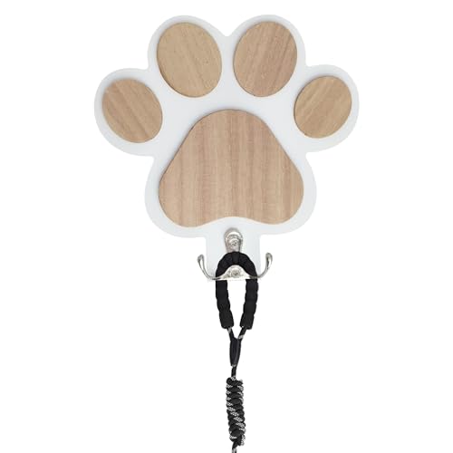 Gxdamxz Hundegarderobe, Hunde Garderobe Holz, Hundeleinenhalter Wand für Halsband & Hundezubehör, Dog Leash Holder for Wall, Weiß