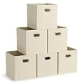 Household Essentials 82-1 Foldable Fabric Storage Bins | Set of 6 Cubby Cubes with Handles | Natural, 6 lbs