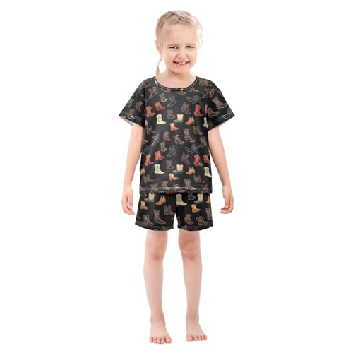 UMIRIKO Cowboy Boots Pajamas Short Sleeve Top Shorts Summer Pajamas Set B0403613