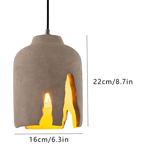 Lámpara Cemento E27 Colgante Gris Elimina Sombras en Comedor Minimalista 8