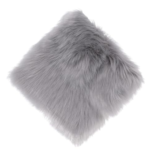 NINGDAN 12inch Square Small Faux Fur Sheepskin Cushion Soft Plush Area Rug,Photo Background for Small Product Desktop Photography,Display and Decor,Jewelry,Nail Art,Locker Accessories (Grey)