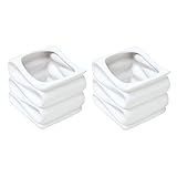 MyGift Set of 2 Modern Decorative Folded Design Small Ceramic Plant Pot/Flower Planter - White