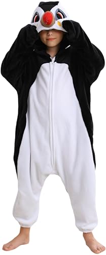 CuteOn Unisex Animal Onesie Pajamas Cosplay Halloween Costume Christmas Sleepwear Homewear for Kids Puffin 10-11Y