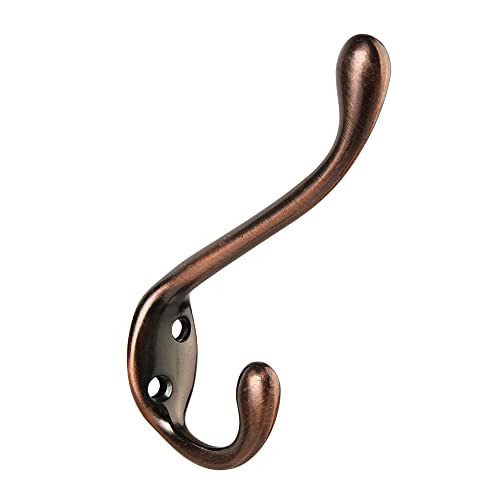 HASWARE 6 ganchos para abrigos de doble punta, ganchos antiguos para montar en la pared, perchas vintage resistentes con 12 tornillos para abrigos,sombreros, ropa, toallas (cobre envejecido satinado)