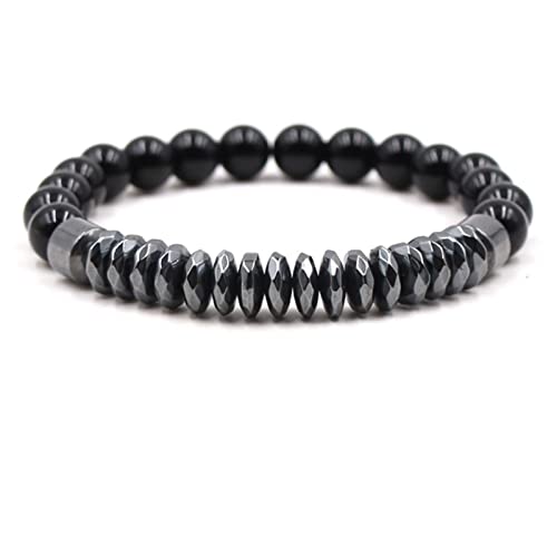 Whoiy Pulseras para Hombre, Abalorios Pulseras Gris Ágata Cuentas de Piedra...