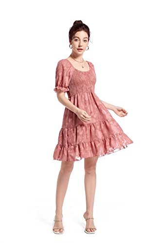 Summer Dresses for Women 2023 Chiffon Floral Prom Dress Smocked Short White Dresses for Graduation