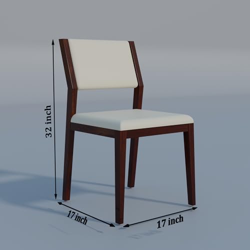Image of MURALICRAFT Sheesham Wood 45 Inch Dining Table 4 Seater | Four Seater Dinning Table Set with 4 Upholstered Dining Chairs | Chair: Curved Design | Dining Room Sets for Restaurants | Walnut Finish