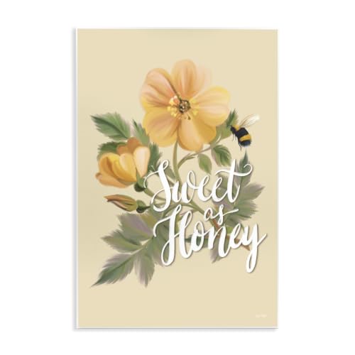 Sweet as Honey Bumble Bee Poppy, 13 x 19 Inch Mounted Print on Wall Plaque