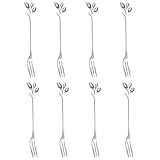 Tenedor Conjunto postre pastel de frutas tenedor Mini Mango tenedor de acero inoxidable Accesorios de Cocina con forma de hoja de plata del partido 8pcs Inicio