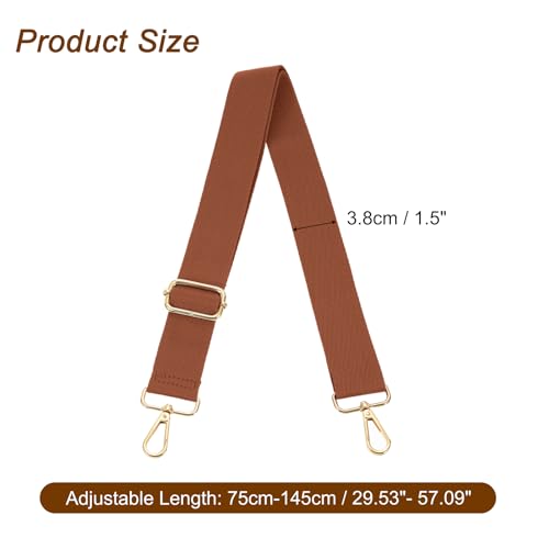 Image of uxcell Wide Shoulder Strap, 3.8cm Adjustable Purse Strap Replacement Crossbody Strap for Shoulder Bag Handbag, Reddish Brown, Light Gold Pull Core Buckle