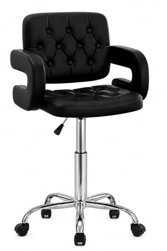 Image of Modern Button Shape Bar Stool with 360 Swivel | Height Adjustable Bar Chair | Counter Stool & High Chairs | Comfortable for Home, Office, Restaurant Bar & Cash Counter - (Black)