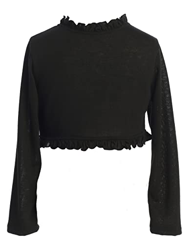 Image of BluNight Collection Little Girls Long Sleeve One Button Velvet Bolero Sweater Jacket Dress Cover Up