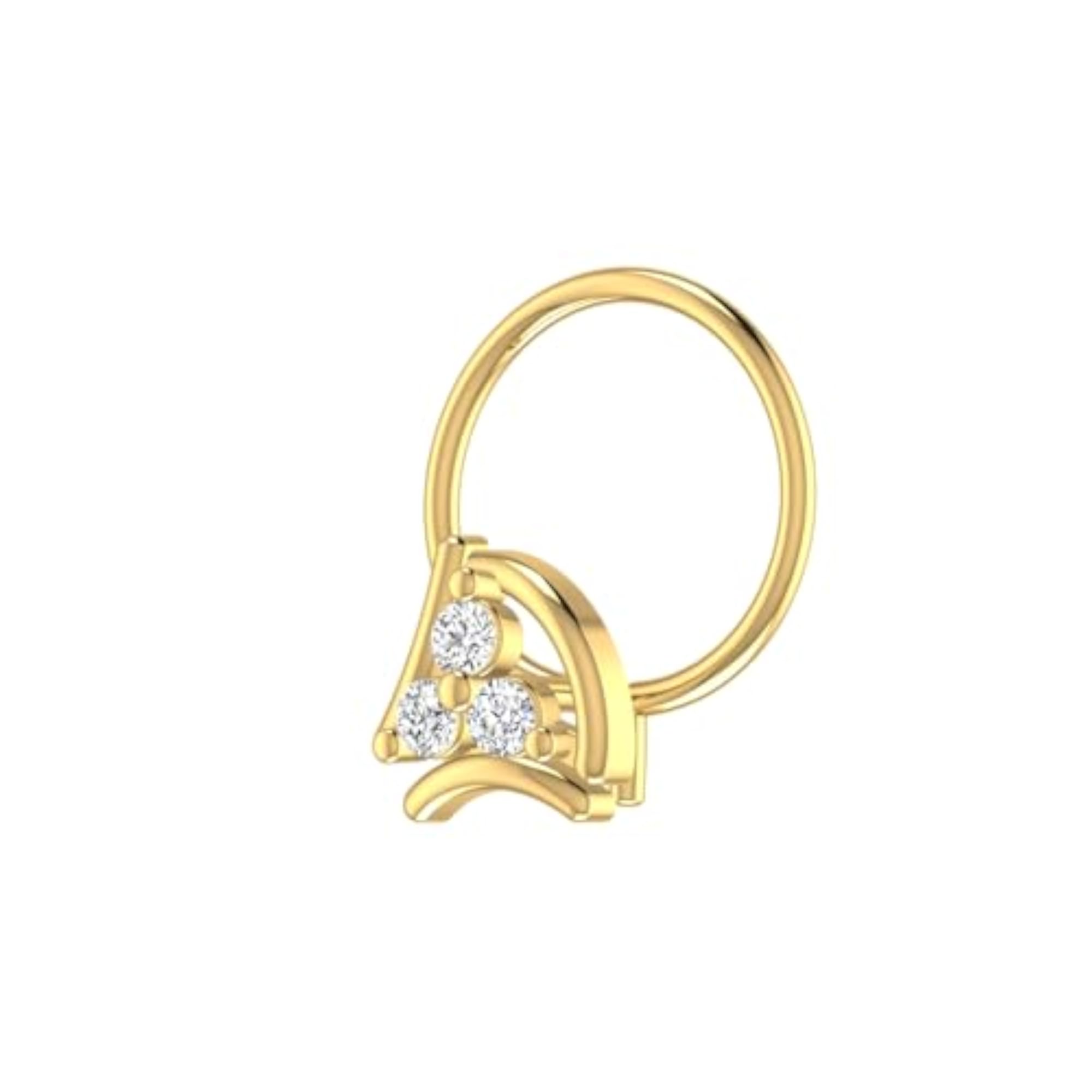 Women's 18K Yellow Gold & Certified Diamond Nosering, Stylish & Elegant