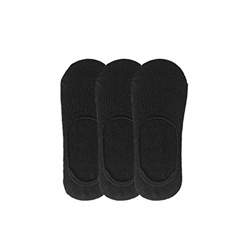 Image of Womens no show low cut liner invisible nonslip socks for flats sneakers- 80% cotton sock in white black grey & skin (Black, 8-11)