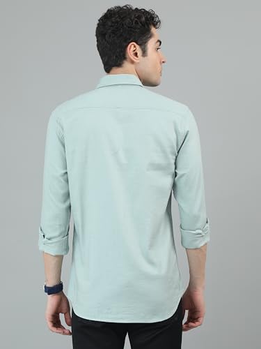 Image of COOL COLORS Men's Solid Slim Fit Casual Shirt | Breathable Soft Fabric | Spread Collar | Stylish Modern Comfort | Office, Party, Weekend Essential