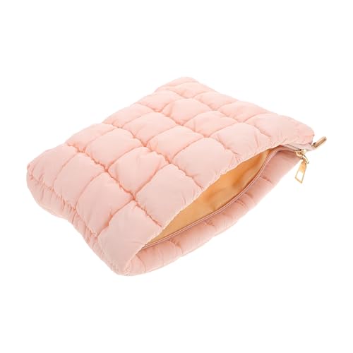 VILLCASE Bolsa de Maquillaje Acolchada de Algodón Rosa Adecuado para Viajes y Eventos Formales Pequeña y Portátil, Diseño Elegante y Compacto en Temporada de Invierno para Mujer