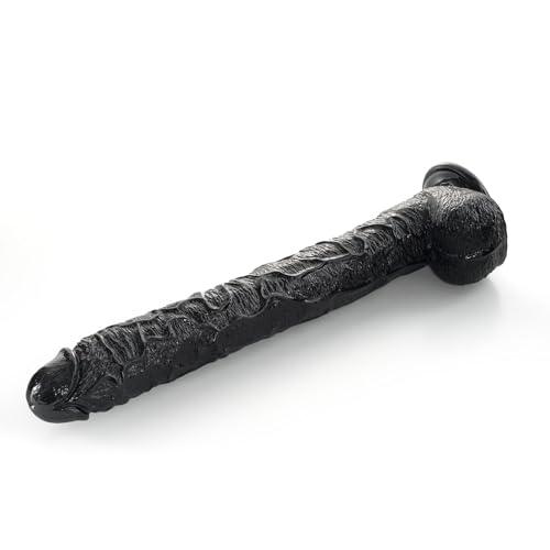 Image of 17.3 Inch Black Extra Long Dildo, Women Realistic Sex Toys, Soft Huge G-Spot Dildos with Strong Suction Cup, XXL Giant Dildos, Large AnalDildo Stimulator with Balls for Women /Men /Couples