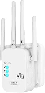 WLAN Repeater, 1200Mbit/s WLAN Verstärker Dual-Band 5GHz/2.4GHz mit Ethernet-Port, WiFi Booster mit Repeater/Router/Access Point Modus, 4 Antennen WiFi Range Extender, kompatibel zu Allen WLAN Routern