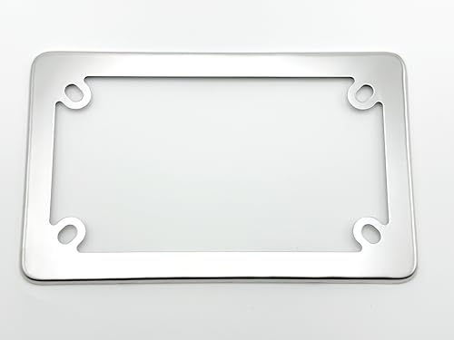 Image of FOTN FTON Stainless Steel Motorcycle License Plate Frame Compatible with Harley,Yamaha - Timeproof Motorcycle Tag Frame (Silver)