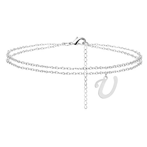YANCHUN Silver Anklet Bracelets for Women A-Z Initial Anklet