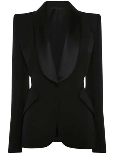 Manteau de smoking pour femme au revers châle raffiné et finitions haute couture