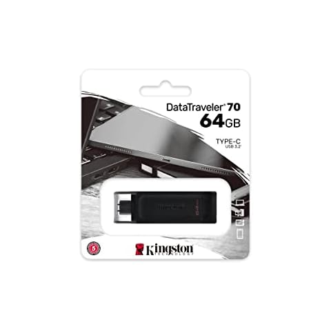 Kingston DataTraveler 70 - DT70/64GB USB-C Flash Drive Black Cover